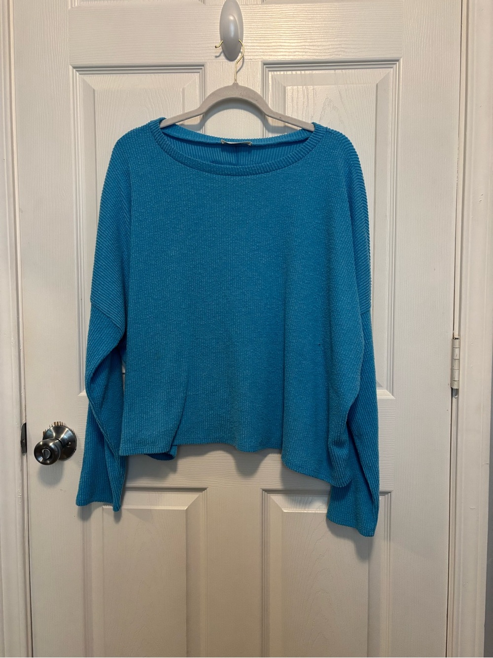 Zenana Outfitters Teal Blue Lightweight Crew Sweater